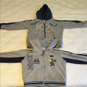 2 Gray Kids Hoodie with Graphic Design